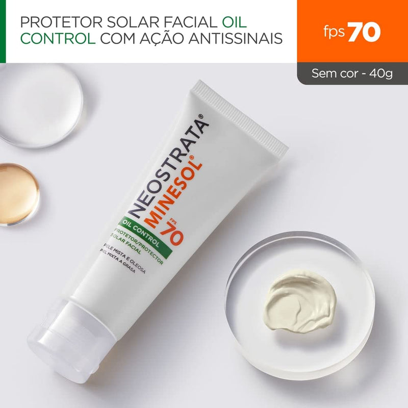 Neostrata Minesol Protetor Solar Facial Oil Control Sem Cor FPS 70,40g