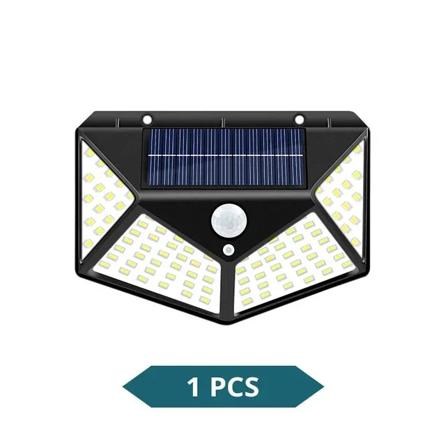 Painel de iluminação externa 100LED à prova d'água alimentado por energia solar